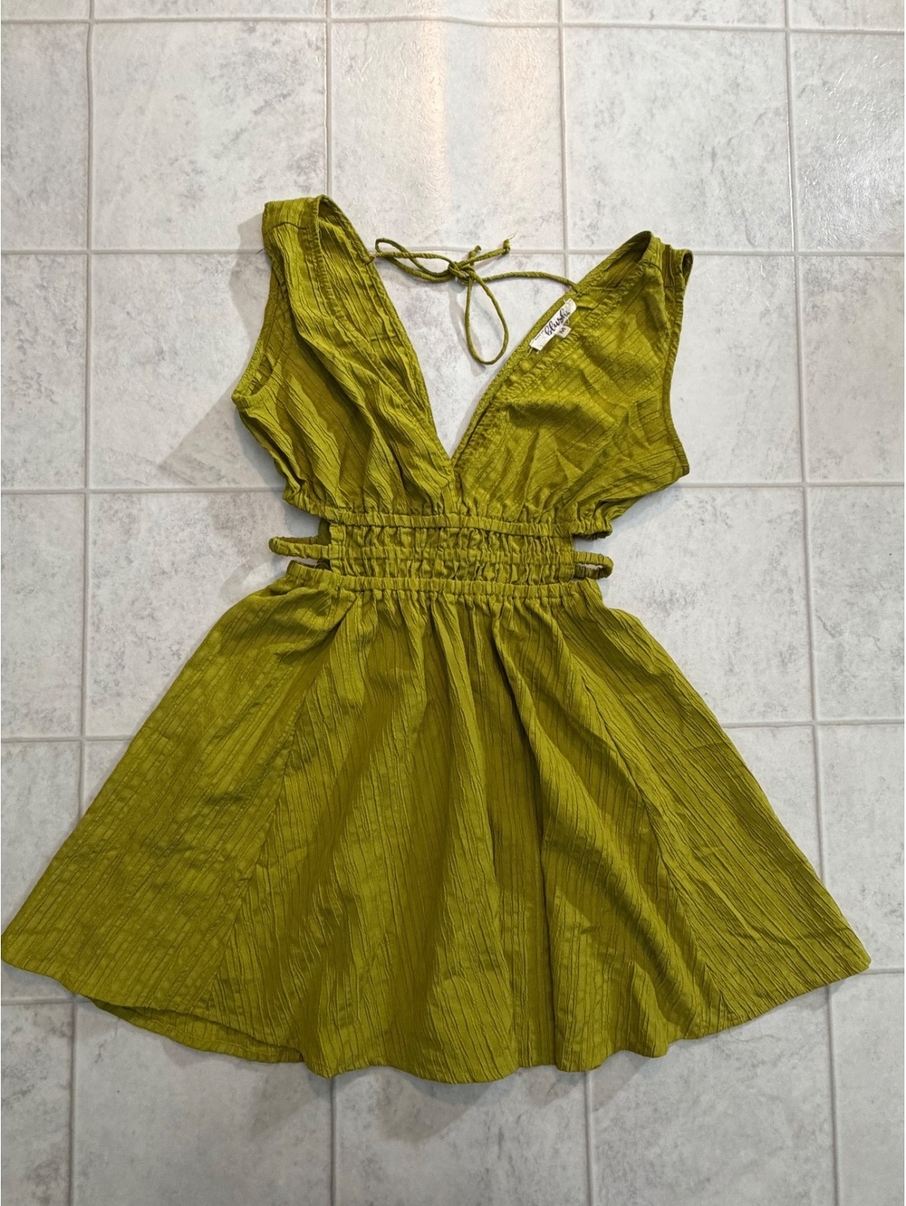 Olive green sleeveless dress
